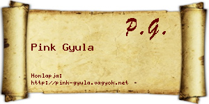 Pink Gyula névjegykártya